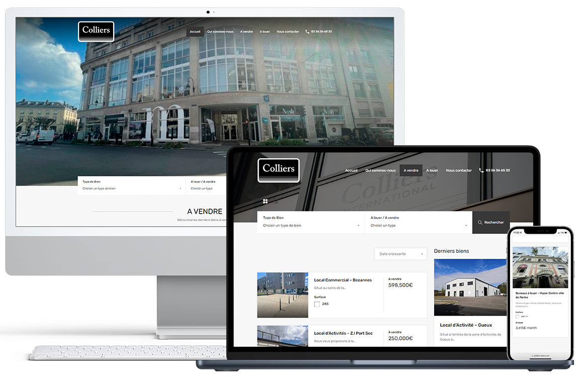 Vue responsive du site Internet de Colliers Reims
